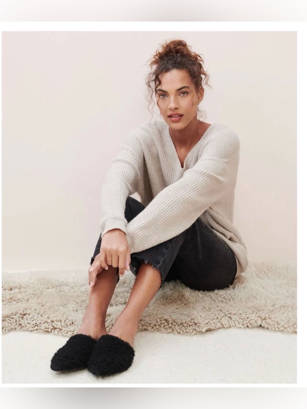 Jenni Kayne Black shearling Mules